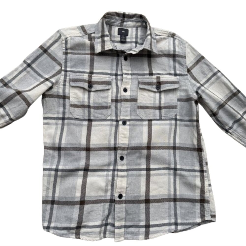 H&M Mens Plaid Heavyweight Flannel Long Sleeve Shirt - Picture 3 of 6